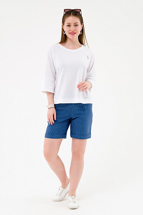 Шорты прямые с манжетами  джинсовый